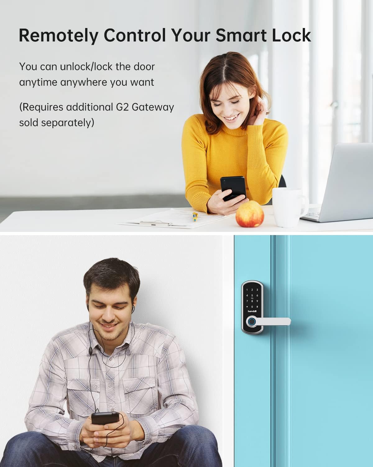 Smart door locks
                  Keyless entry locks
                  Home security technology 